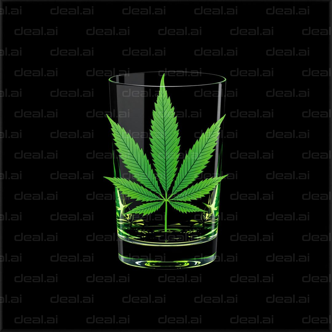 Glass with Cannabis Leaf Design