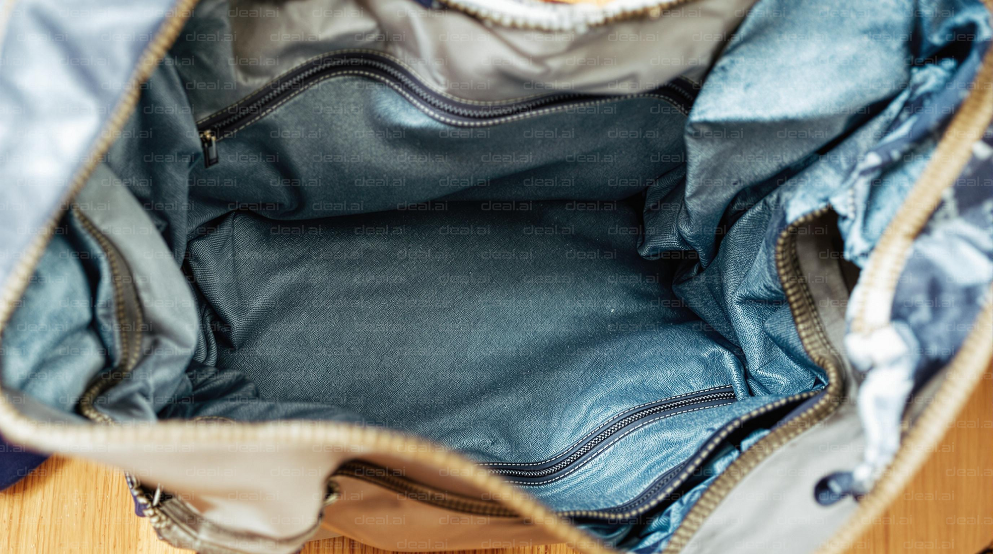 Empty Zippered Bag Interior