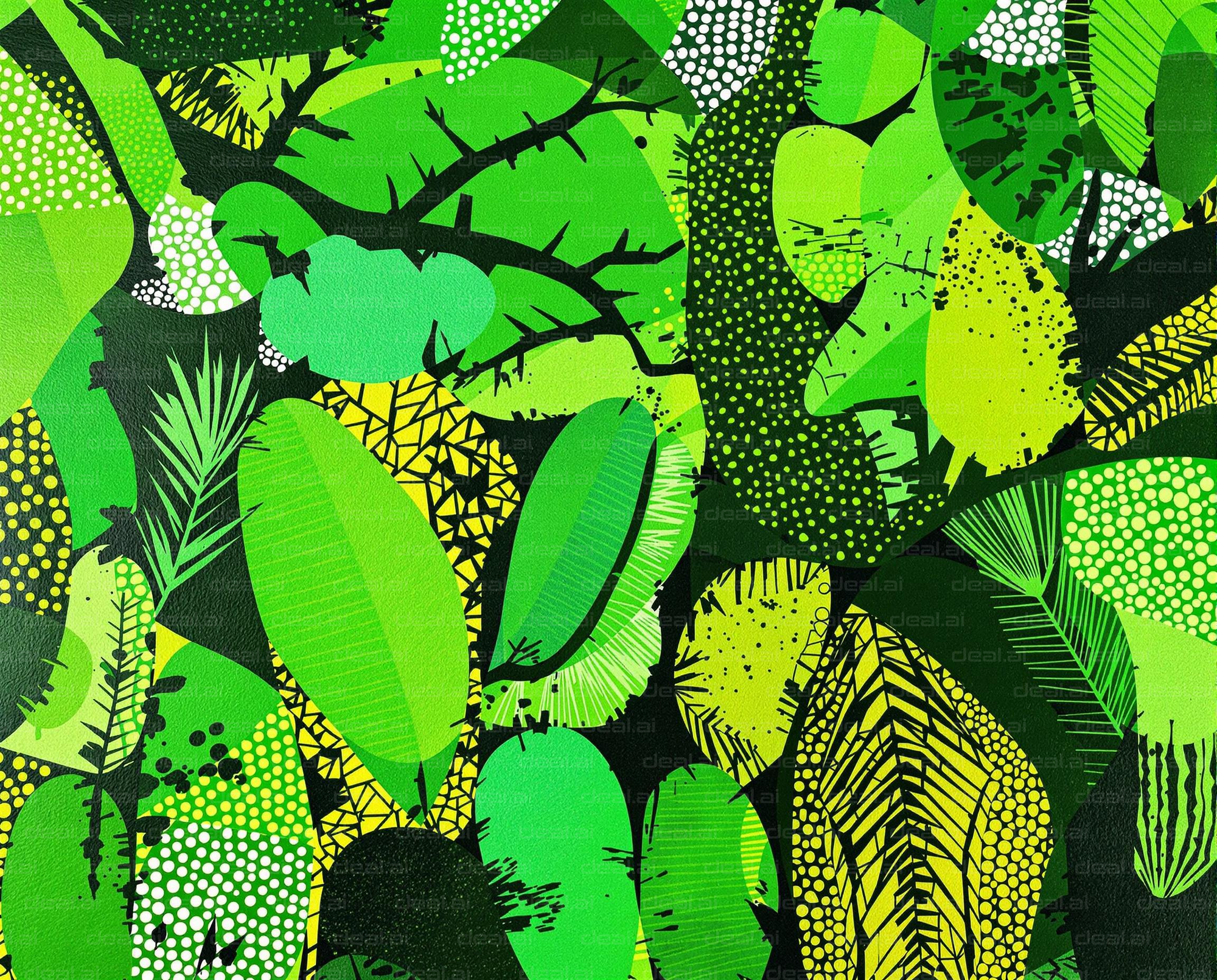 Vibrant Green Leaf Collage