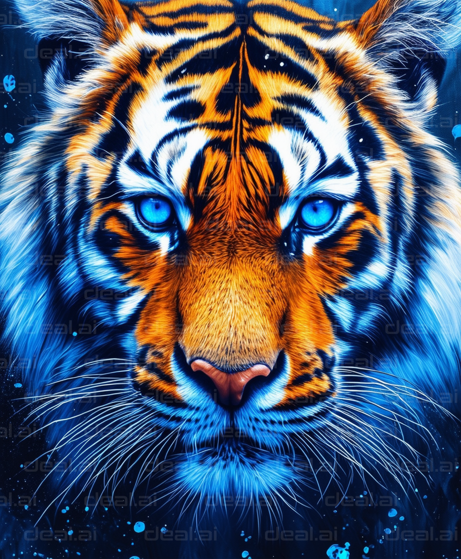 "Mesmerizing Blue-Eyed Tiger Artwork"