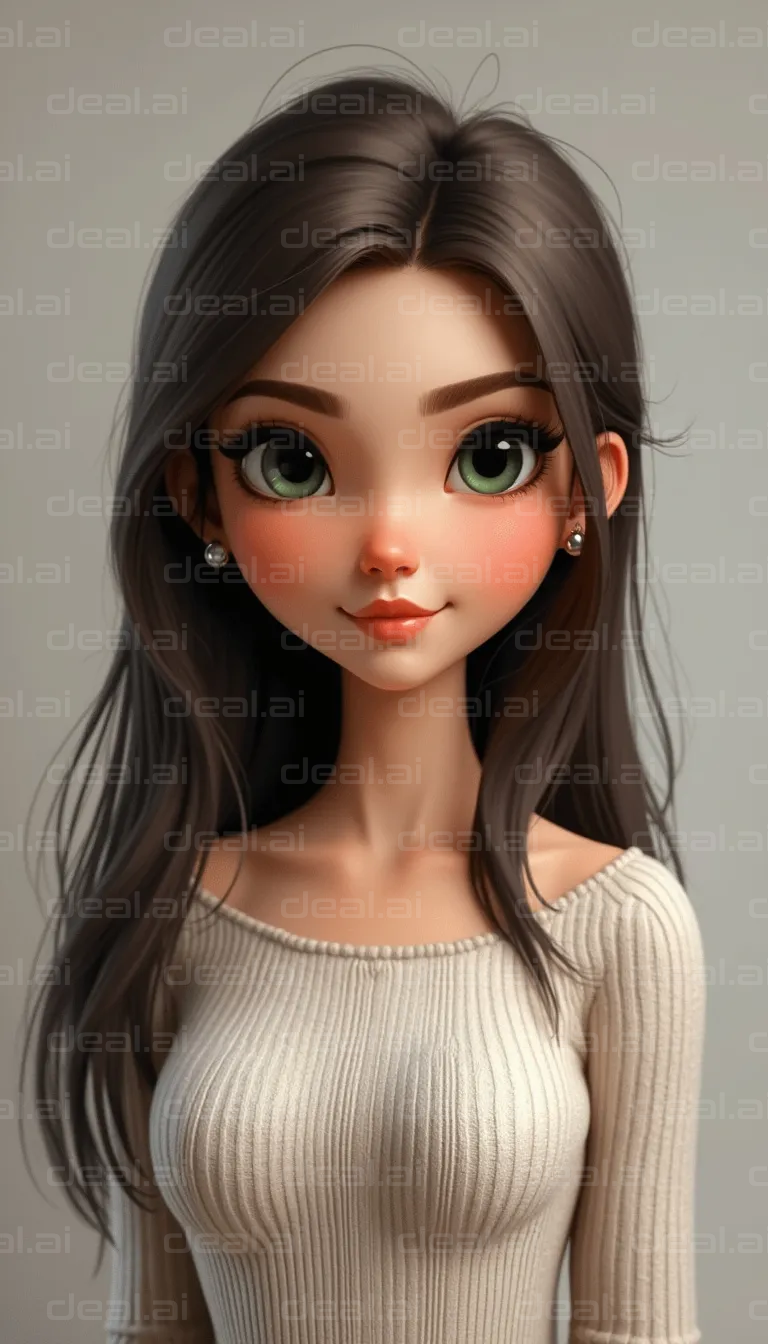 Animated Character with Big Eyes