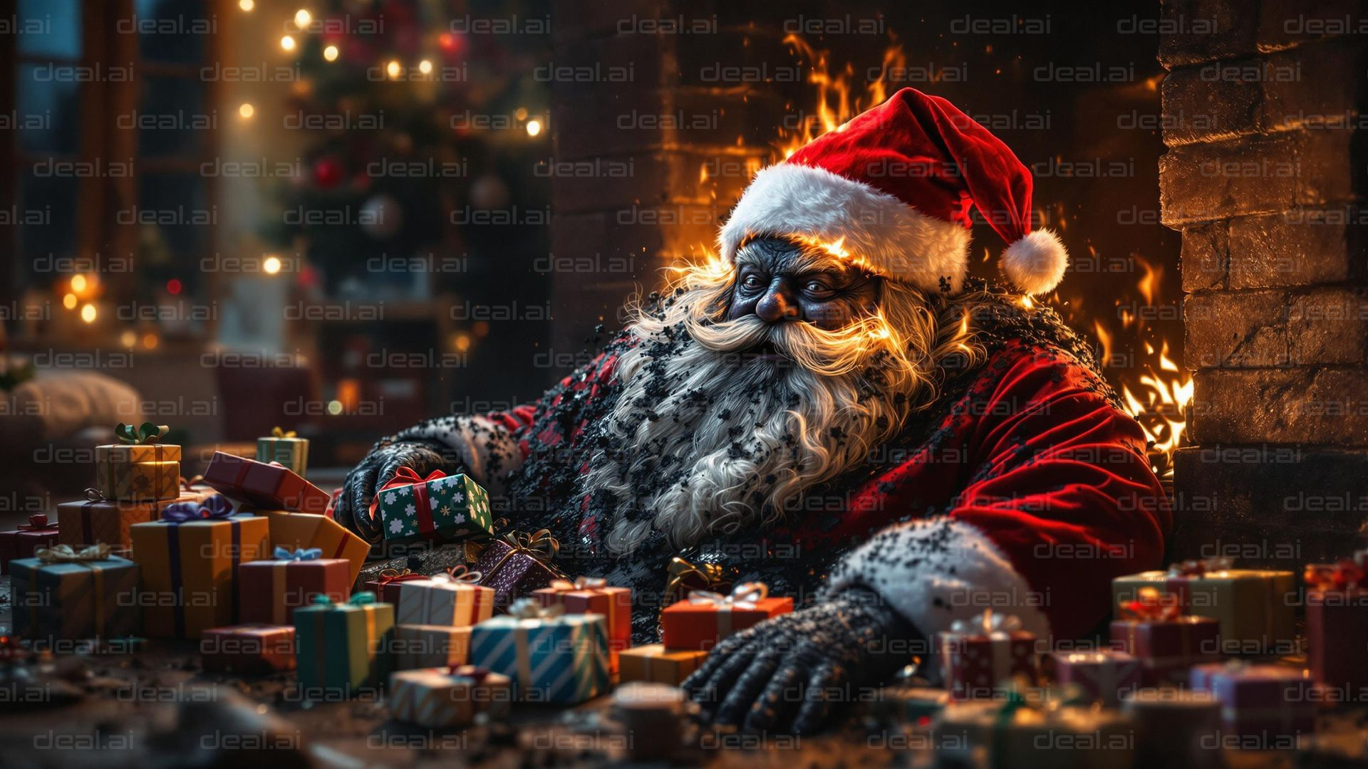 Santa by the Fireplace