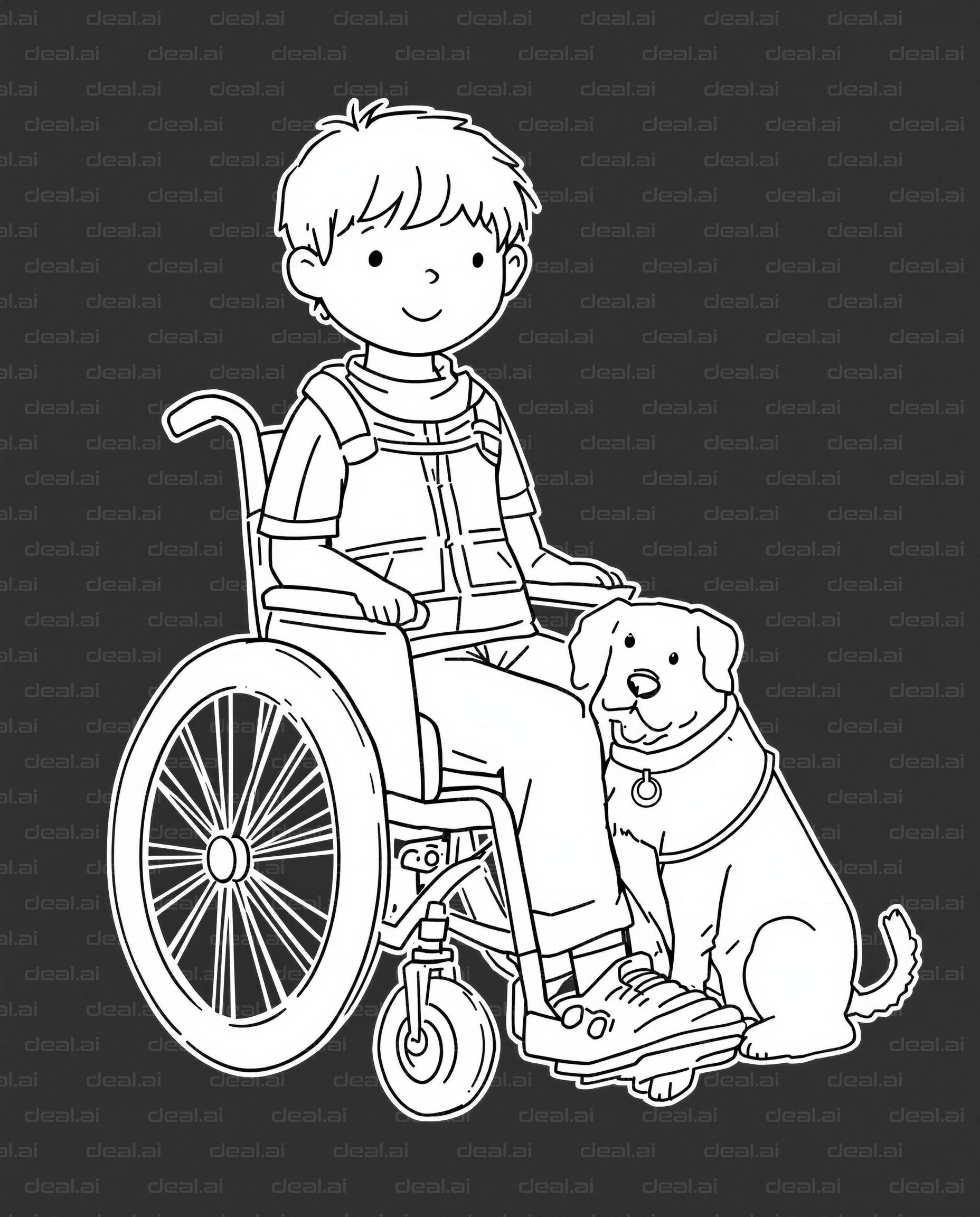 Boy in Wheelchair with Service Dog